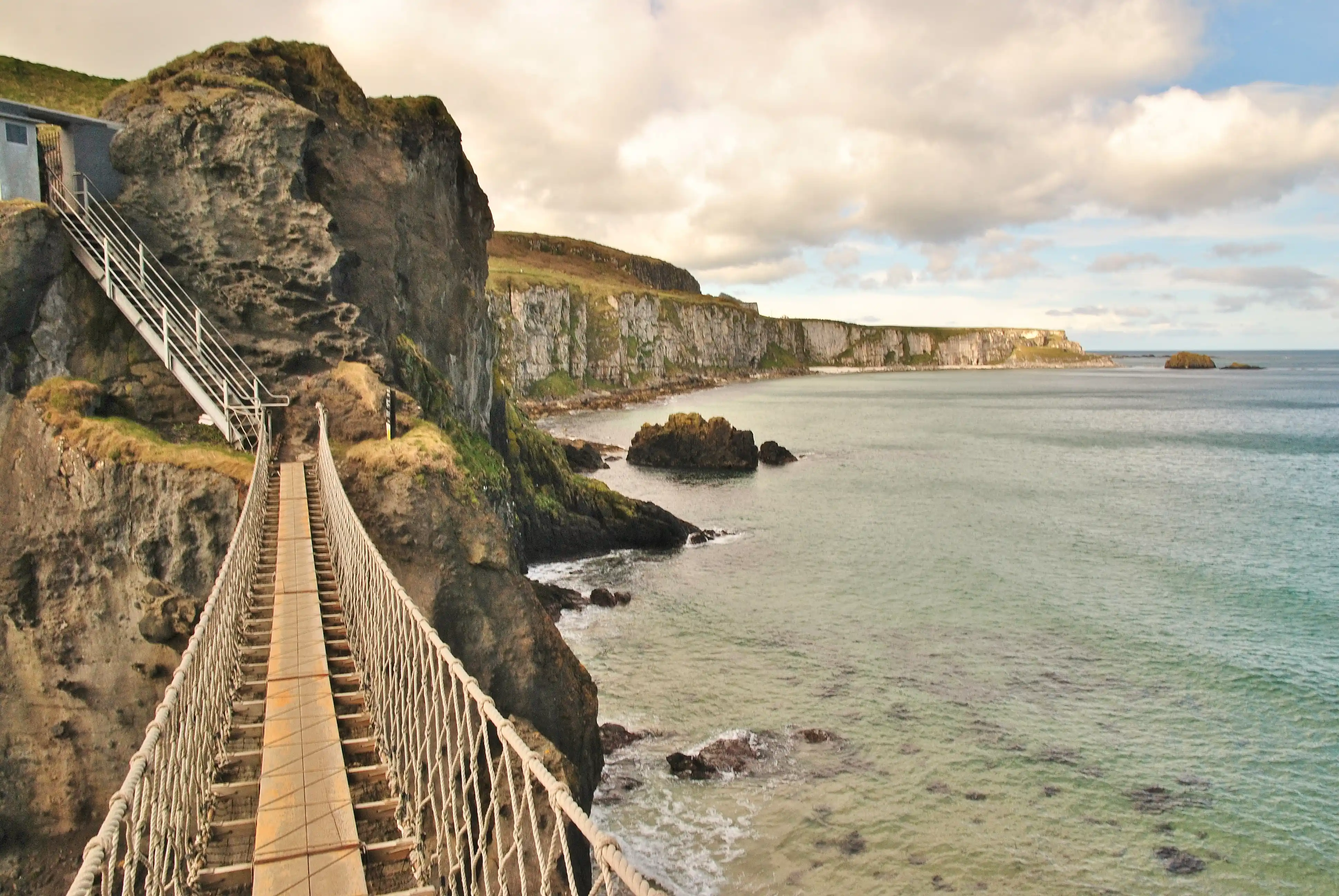 The Carrick-a-Rede rope bridge on the County Antrim coast, crossing to the island